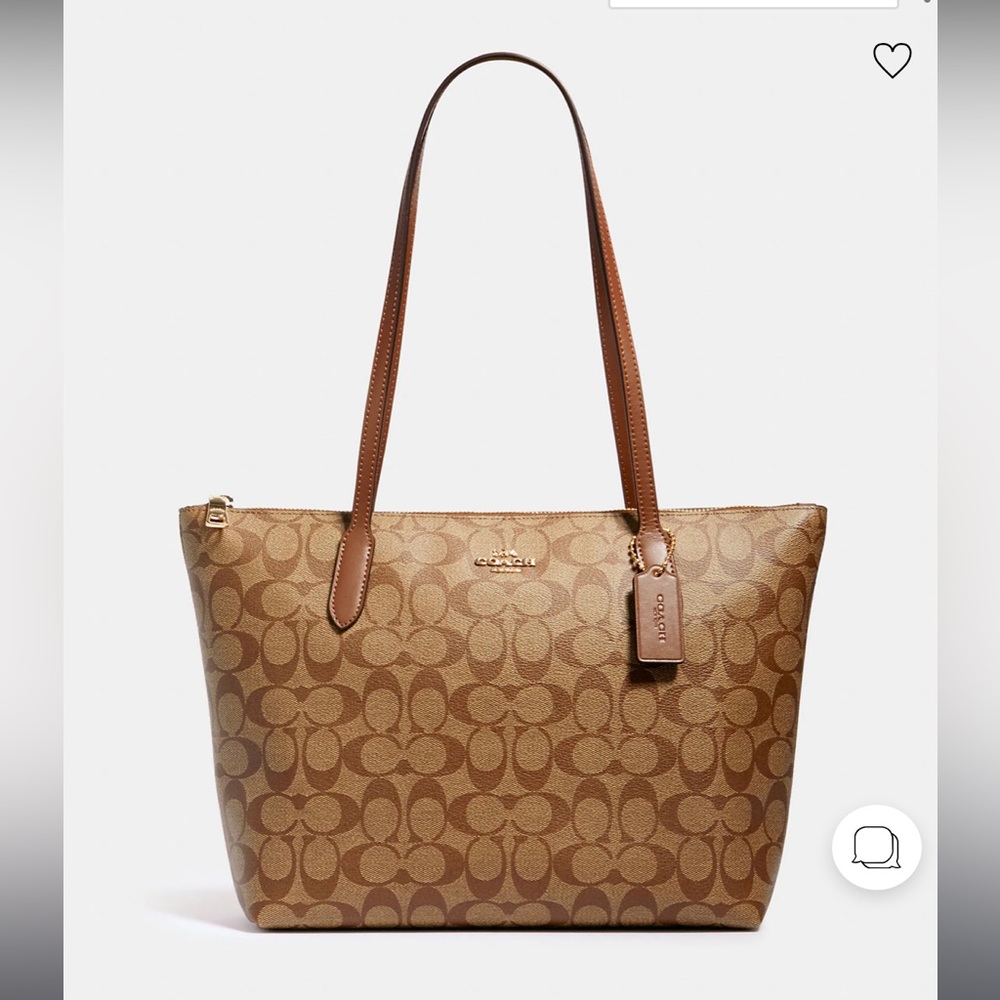 Zip Top Tote In Signature Canvas with side zipper
